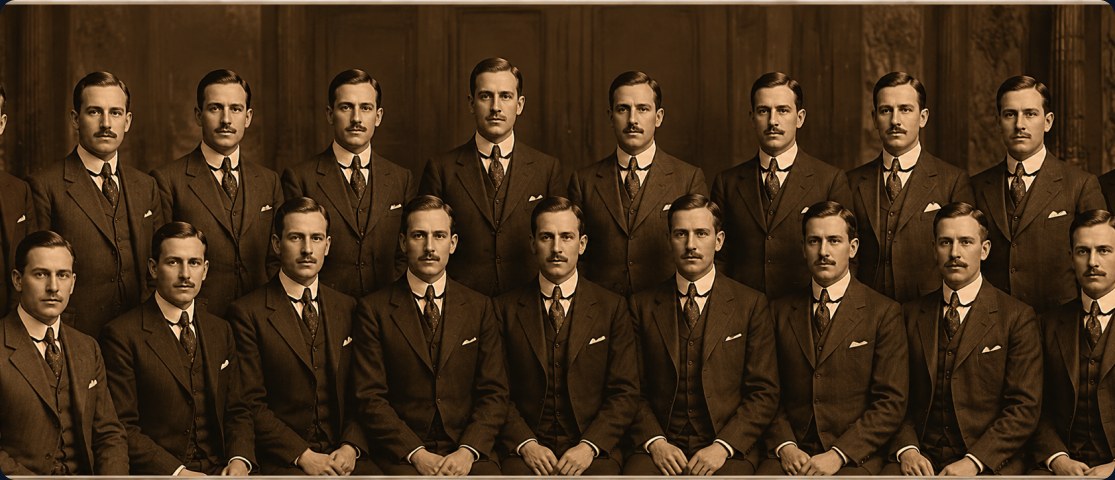 A vintage sepia group portrait of ancestors